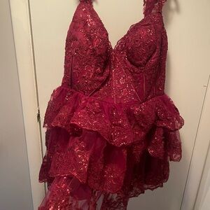 Amazon Burgundy Lace Sparkly Dress